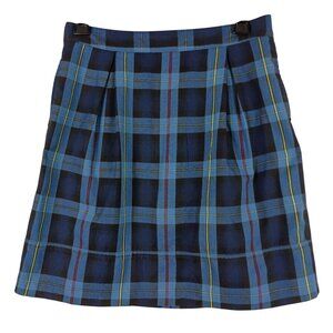 Lands End Plaid Pleated Skort With Zip Closure Size 14 Blue Outdoors Golf Summer